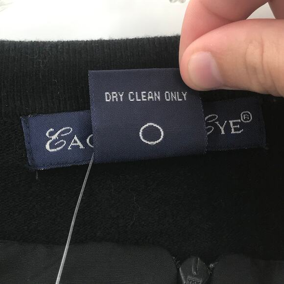 Eagle's Eye 2 Piece Floral SILK Open Front Sweater & Sheath Dress Black Large - Picture 6 of 11